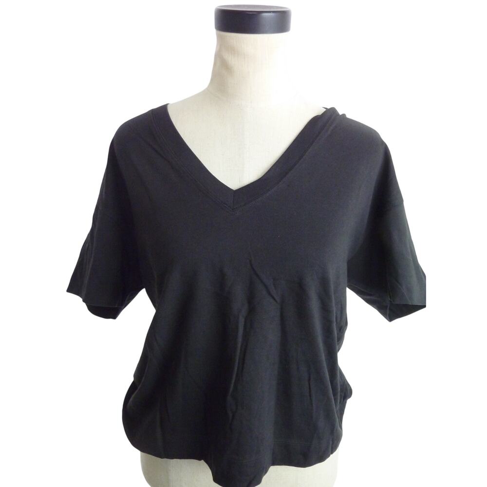 NWT Everlane Boxy Organic Cotton VNeck Short Sleeve T-Shirt in Black XS Tee Top